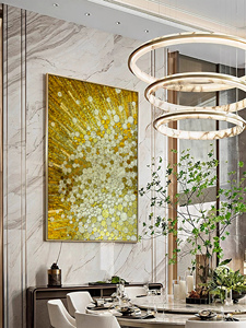 Luxury Gold Glass Tiles Art Wall Mural 3D Porcelain Painting Modern Kitchen & Dining Handmade - Product Image 3