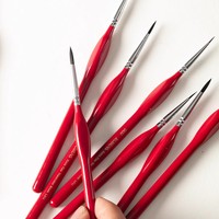 Pincel Rubens de Alta Precisión para Detalles Finos, Acuarela, Acrílico, Dibujo, Mango Rojo, Pelo de Nailon para Pintura