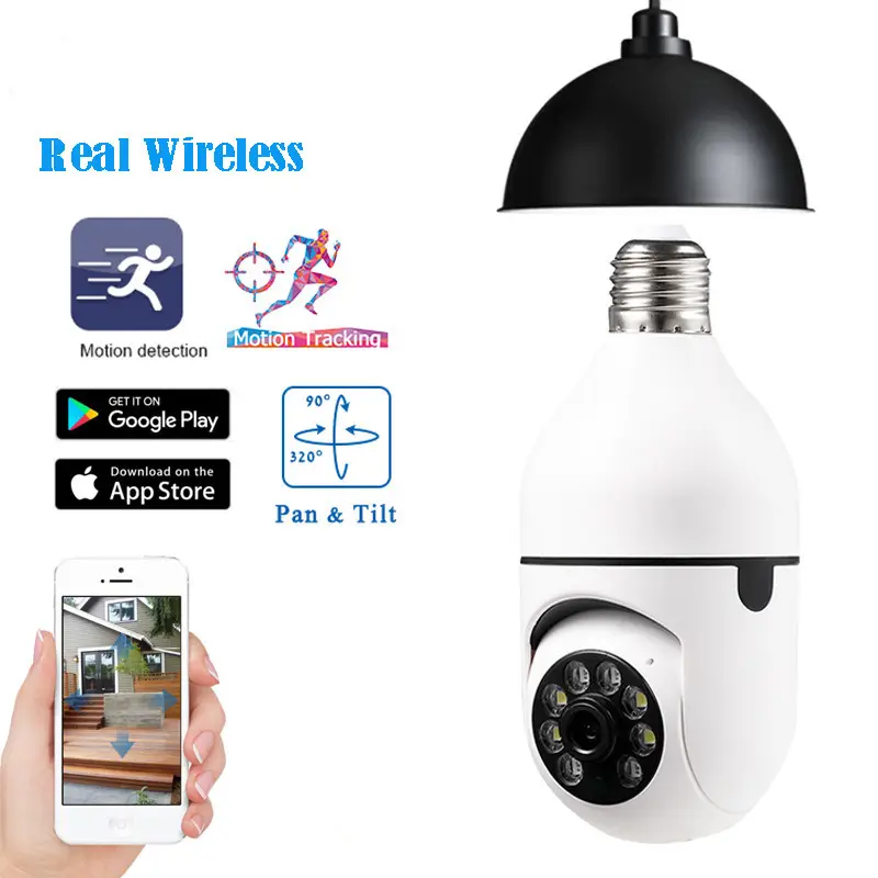 2MP Security Light Bulb E27 Socket Camera Auto Tracking Full Color Night Vision WIFI IP Camera