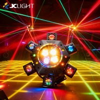 Lumière laser LED à six bras mini mobile, faisceau d'éclairage vert, rouge et RGBW, couleurs émettrices pour discothèque, scène, DJ