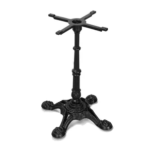 French antique furniture black industrial structural cast iron hammered metal bar four legs table legs