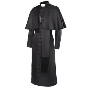 Costume de Prêtre Médiéval Catholique, <span class=keywords><strong>Soutane</strong></span> Religieuse Romaine, Vêtements de Pape Pasteur Père, Robe de Messe Missionnaire, Tenue de Clergé - Product Image 2