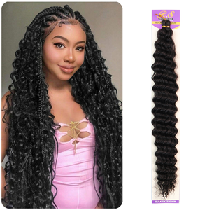 Parrucca in Fibra Sintetica Afroamericana per Estensioni Capelli Ricci, Onda Profonda, Lunga, con Lavorazione a Uncinetto - Product Image 1