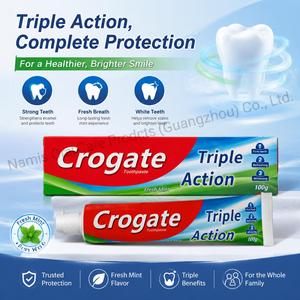 <span class=keywords><strong>Dentifrice</strong></span> Crogate <span class=keywords><strong>Triple</strong></span> <span class=keywords><strong>Action</strong></span> à la menthe fraîche 100g, 3 en 1 : Dents plus fermes + Haleine rafraîchissante + Blanchiment des surfaces - Product Image 3