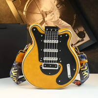 Bolso Bandolera en Forma de Guitarra Roja Único, Estilo Rock Punk Retro Americano, Material de PU, Moda Vintage para Mujer, Unisex