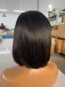 Bán buôn ngắn tự nhiên màu đen 12A đôi rút ra Brazil Trinh Nữ tóc con người HD glueless 2x6 kim đóng cửa thẳng Bob tóc giả - Product Image 4