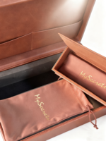 Coffret d'emballage de lunettes en cuir PU de luxe unique, fabricant de coffrets cadeaux haut de gamme, kit de démarrage, logo personnalisé