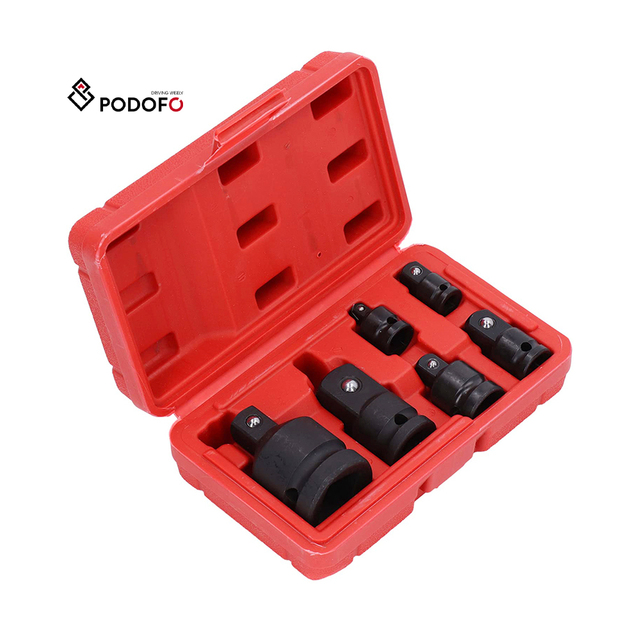 Podofo 6 Pcs Impact Adapter and Reducer Socket Set Female to Male Air Square Drive Wrench Conversion Kit Wholesale OEM ODM