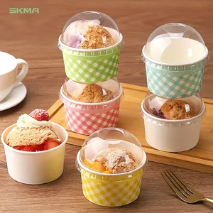 2024 Newest Ice Cream Paper Cups Wholesale Disposable Biodegradable Customized Logo Double Wall Paper Cups