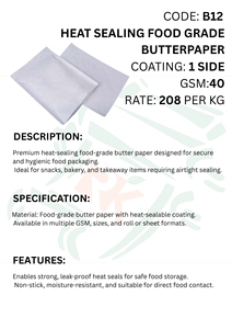 Heat Sealing Food Grade Butter Paper Coated Greaseproof Paper Oil Resistant Heat Sealable Packaging Wrapping <b>Sheet</b> Roll - Product Image 5