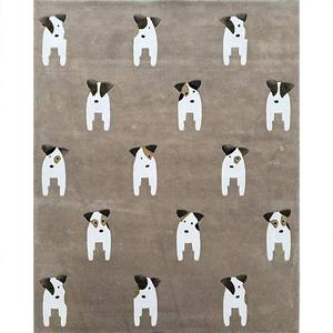 Alfombra de seda de bambú con patrón de logotipo de perro de 240x300cm, Alfombra de lujo con patrón de animales para suelo de dormitorio, alfombra con mechones a mano para habitación de niños - Product Image 2
