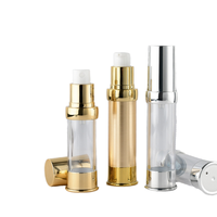 Flacon pompe airless vide pour sérum cosmétique et crème contour des yeux, 5ml 10ml, doré argenté, avec bouchon à vis