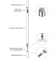 Stylet tactile capacitif à double tête magnétique 2 en 1 pour téléphone portable, stylet de dessin, stylet intelligent