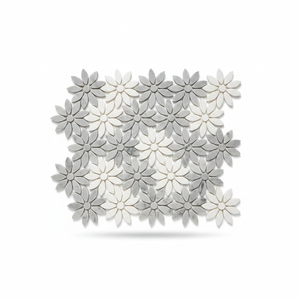 Mẫu gạch mosaic đá trắng Carrara hoa văn cắt bằng máy phun nước, đánh bóng, dùng cho ốp tường bếp và lát sàn hồ bơi