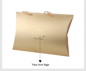 Tùy Chỉnh Kim Loại Stickers Logo Thương Hiệu Vàng Gối Hộp, DIY Quà Tặng Tóc Extension Bó Tóc Giả Bao Bì Đóng Gói Hộp Giấy - Product Image 5