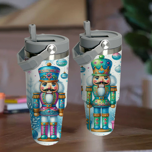 Gobelet isotherme de 30 oz en acier inoxydable, imprimé UV, motif <span class=keywords><strong>casse</strong></span>-<span class=keywords><strong>noisette</strong></span> de Noël coloré et mignon, avec poignée, pour les fêtes d'hiver et les voyages, écologique - Product Image 2