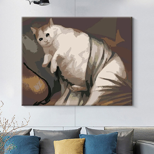 <span class=keywords><strong>Peinture</strong></span> par numéros 40x50cm Chat triste pleurant Impression couleur Toile Animal DIY <span class=keywords><strong>Peinture</strong></span> à l'huile par numéros - Product Image 2
