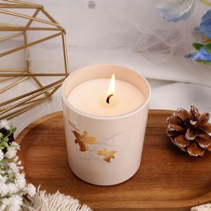Bougie moderne en cire de soja de qualité supérieure, imprimé floral, pot en verre, écologique, décoration de maison pour les fêtes, Thanksgiving, mariages, vente en gros - Product Image 2