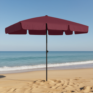 Sombrilla de playa de poliéster rojo Burdeos de 8 pies para uso en exteriores en la playa - Product Image 2