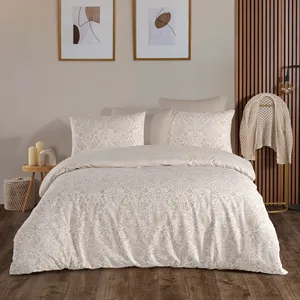 Juego de Ropa de Cama Individual Karden Flower Dream Cotton Orbit 100% Algodón Popelín, Funda de Edredón Beige, Sábana Plana, Funda de Almohada, Ropa de Cama de Hotel - Product Image 1
