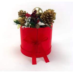 <b>Round</b> Flower <b>Box</b> 7.8 Dia X 7 Inch 2 Tier Red Stackable For Luxury Arrangements Valentine's Day - Product Image 6