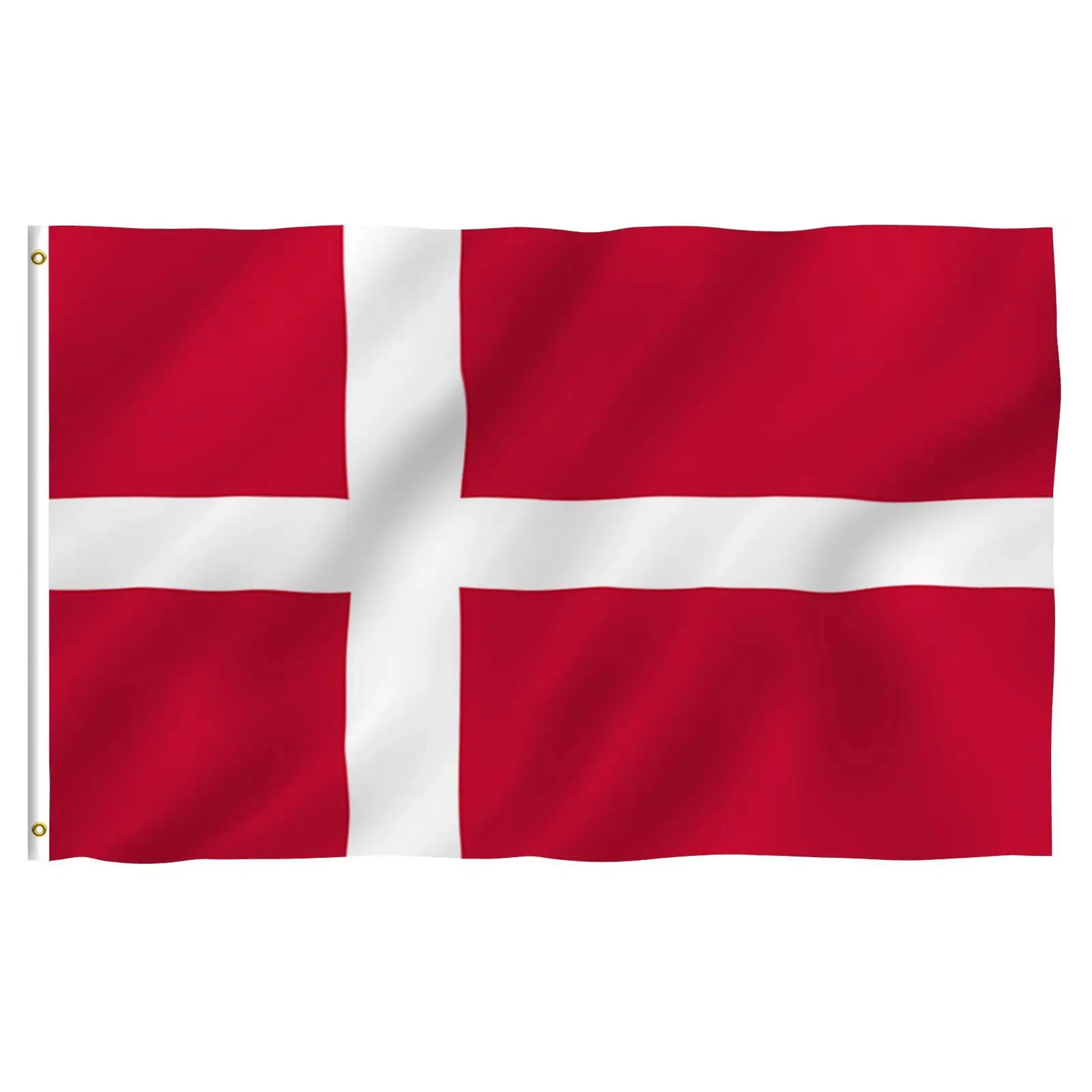 Leichtes Design Lebendige Farbe Fade Proof Polyester National Flags Canvas Header Doppelt genähte dänische Flagge mit Messing ösen