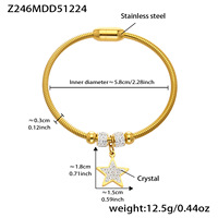 Bracelet tendance pour femme en acier inoxydable, jonc ouvert géométrique avec zircon pavé, hypoallergénique, bijoux en or et argent, cadeau