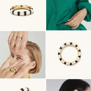 Anillos de Oro Chapado en Acero Inoxidable con Esmalte, Joyería de Moda - Product Image 4