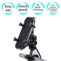 Support de téléphone pour moto WUPP CS-330H1 avec chargeur USB, câble de 135-140 cm, support de téléphone portable en plastique ABS à quatre griffes pour placement supérieur