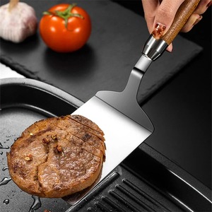 Spatule à pizza en acier inoxydable avec manche en bois – Outil durable pour retourner les steaks, servir les œufs, les grillades, les poissons, les galettes, les burgers et les pizzas - Product Image 5