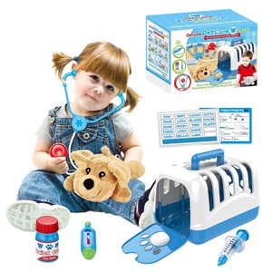 Ensemble de jeu d'imitation vétérinaire pour enfants de 2 à 14 ans avec table d'examen pour animaux en plastique et outils médicaux, <span class=keywords><strong>jouet</strong></span> de jeu de rôle docteur animal - Product Image 1