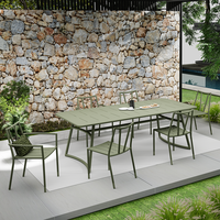 Mobilier d'extérieur moderne Villa Cour Jardin Restaurant extérieur Ensemble de table à manger Table et chaise rectangulaires en alliage d'aluminium