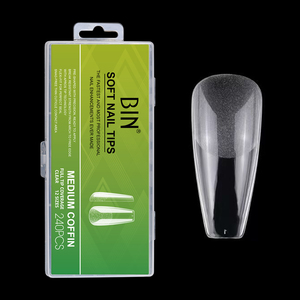 BIN-puntas de uñas de media cubierta PMMA, nuevo estilo, 240 unidades, forma de gota de agua de almendro, arte de uñas mate - Product Image 3