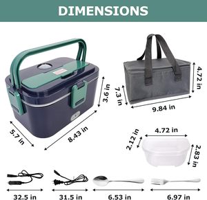 Boîte à lunch électrique 12V/24V/110V 1,8L en acier inoxydable sans BPA, écologique, chauffe-aliments portable pour voiture/camion/usage domestique - Product Image 3