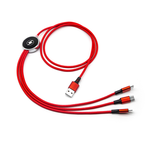 Câble USB 3 en 1 avec logo lumineux LED, câble micro USB pour téléphone portable, fabrication en usine à bas prix, 2025. - Product Image 2