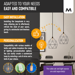 การออกแบบทางเรขาคณิตที่ทันสมัยแขวนโป๊ะขนาดเส้นผ่าศูนย์กลางโคมไฟระย้าลวด30ซม. ทำจากโลหะสำหรับแขวนในบ้านโคมไฟตกแต่ง - Product Image 4