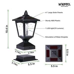 Lámpara Solar para Poste, Impermeable, con Control Remoto, Plástico Negro, Luz Blanca Fría, para Villa, Puerta, Camino, Jardín, Exterior - Product Image 2