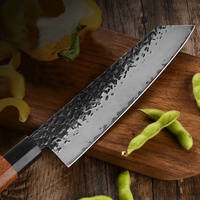 Couteau à découper forgé, hachoir japonais, ensemble de couteaux de cuisine de chef avec manche en bois