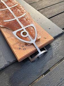 Accessoires pour grillades de saumon : Planche et plateau en bois avec planches de cèdre pour barbecue, planche <span class=keywords><strong>à</strong></span> saumon légère en bambou et charbon de bois pour barbecue - Product Image 6