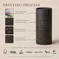 Tubo de Papel Espiralado Biodegradable de Grado Alimenticio OEM, Envase Cilíndrico Personalizado para Café, Té y Polvo, Certificado FSC