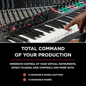 Clavier MIDI USB M-AUDIO Oxygen Pro 49 touches avec pads de rythme, boutons et faders programmables, son Native Instruments - Product Image 4