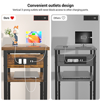 Ensemble de table d'appoint/de chevet pour canapé, 2 ports USB pour station de charge, étagère de rangement étroite à 3 niveaux, mobilier pour hôtel et maison