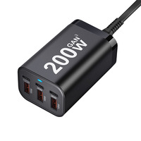 Pengisi Daya YMS-618 200W Adaptor Pengisi Daya Daya Tinggi 3 USB 3 Port Tipe-C Pengisi Daya Cepat PD untuk Ponsel Laptop