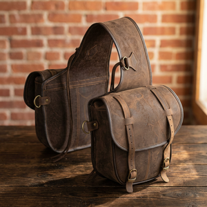 Sac de selle en cuir véritable sculpté à la main pour chevaux western et motos, avec fixation SS personnalisée et logo sur mesure - Product Image 2