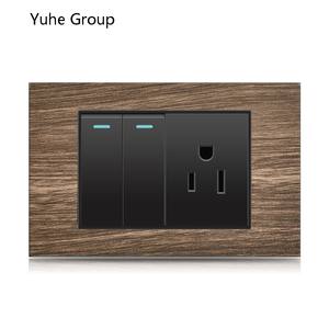 Prise murale tout-en-un six trous, norme américaine, en aluminium brossé noir, avec alimentation USB intégrée. - Product Image 4