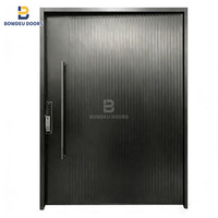 Porte d'entrée blindée en aluminium moulé sur mesure, design moderne, pour l'extérieur de la maison, porte pivotante avec longue poignée