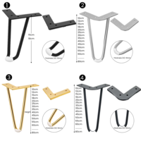 Pieds de meubles en acier allié, style Mid-Century Modern, type Hairpin, robustes, capacité de 500 livres, pour chambre, salle à manger, salon, projets de bricolage