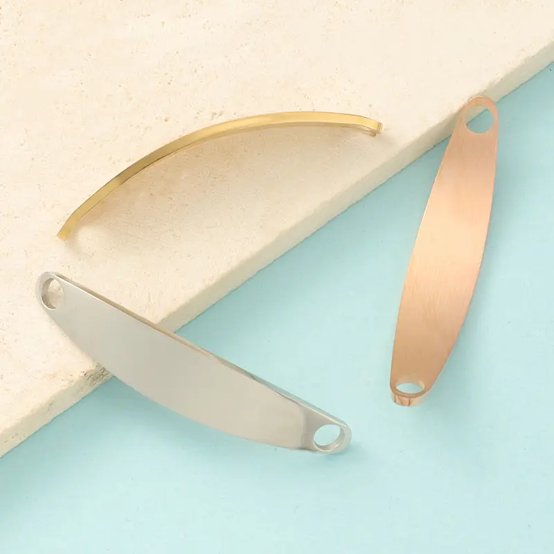 Dipoles tinggi baja nirkarat gelang bengkok konektor melengkung geometris kosong cap pesona untuk DIY membuat perhiasan