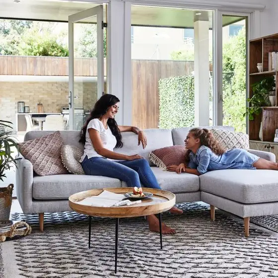 Sofá moderno con forma de L para sala de estar, mueble colgante cómodo y moderno para el hogar, venta directa de fábrica