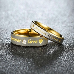 Hot Selling Italian <b>Couple</b> Matching Forever LOVE <b>Rings</b> Stainless Steel Crystals for Wedding Parties Fashion Titanium Steel - Product Image 2